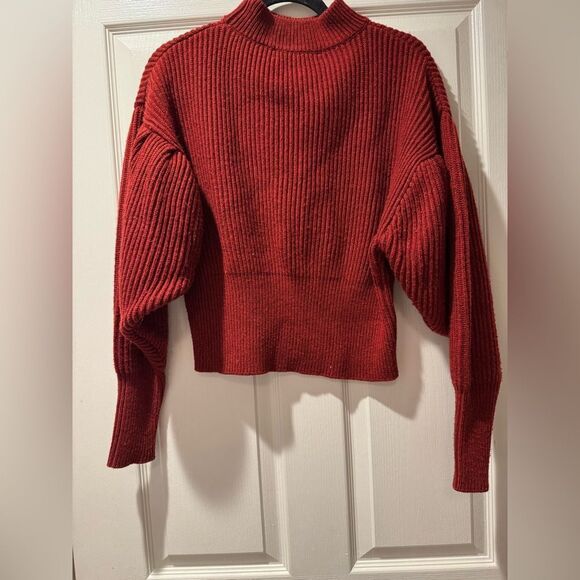 Women's Red Ribbed Sweater - Picture 1 of 3
